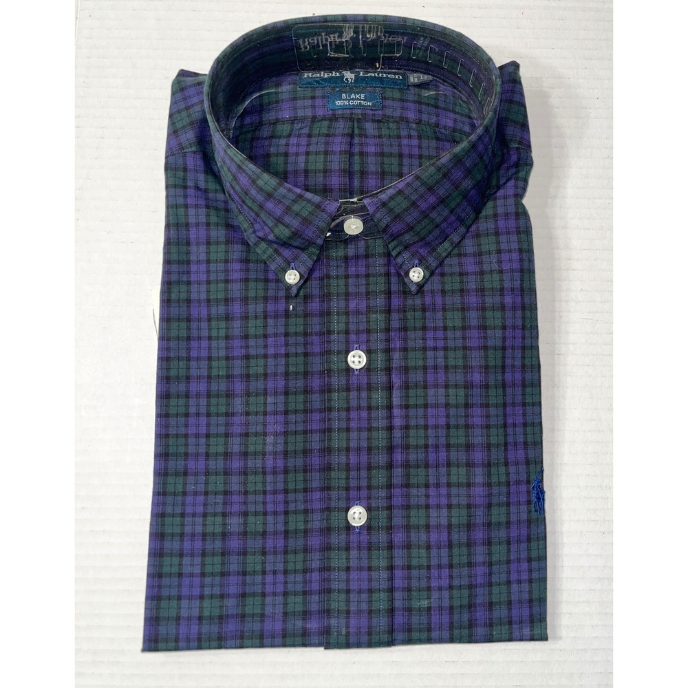 NWT Ralph Lauren Button Down Shirt Mens Large Plaid Green Purple Blake Fit